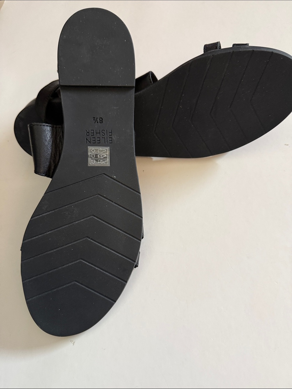 NWT EILEEN FISHER CICi BLACK LEATHER STRAPPY LAGENLOOK FLAT SANDALS 8.5 - Picture 4 of 8